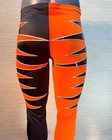 Black W  Orange And Silver Pro Wrestling Tights