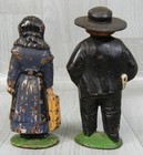 Vintage Painted Heavy Cast Iron Amish Couple Man Woman Figures 4 1 2    4 3 4 