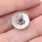Vintage Masonic Lapel Pin Freemason Square Compass Blue Enamel G Silver Tone