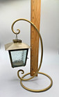 Vintage Brass Votive Candle Hanging Lantern Etched Glass Hinged W  10  Stand