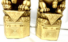 Vintage Pair Of Ivory Color - 6  Chinese Foo Dogs lions - On Pedestal - No Marks