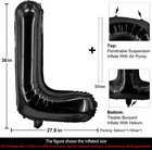 Large Black Letter L Balloon - 40 Inch Jumbo Mylar Foil For Celebrations