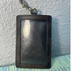 Coach Id Lanyard Case Signature Coated Canvas Leather Brown Black Clip