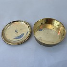 Vintage Indian Brass Enameled Circular Trinket Box 5    Across  1 5    Tall    
