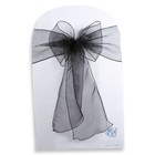 10 Pcs Organza Chair Cover Bow Sash 108 x8  - Black - Wedding Party Banquet Gt
