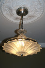 Antique Original 1940s Frosted Glass 14  Sunflower Shade Ceiling Light Fixture