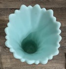 Fostoria Swung Vase Aqua Blue Milk Glass 9    Tall Vintage Mcm