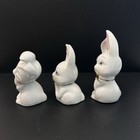 Trio Of Vintage Anthropomorphic Ceramic Bunny Figures-mid Century Kitchy Easter