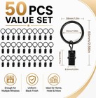 50pcs Curtain Rings With Clips - Black Metal Drapery Rings With Clips 1 26 Inch