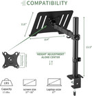 Laptop Desk Mount  Single Laptop Stand Arm With Vented Tray For 17 Inch Notebook