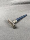 Vintage Blue Gillette Double Edge Safety Razor Tapered Handle