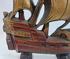 Galleon Sailing Ship Doorstop Pirate Antique Nautical - Signed   Dated C  1930