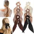 Khaki Satin Ribbon Ponytail Scarf Wrap Hair Tie Women s Headband