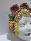Vtg Antica Siena Ceramic porcelain Wall Sculpture 4 Seasons Fall Mask 6 5 