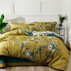 New Anthropologie Yellow Boho King Size Bird Bedding Duvet Floral Sham Case Set