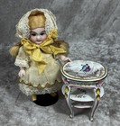 Rare  Antique 1800s French Faience Mini Doll Table  Mignonette Size 