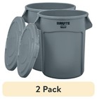  2 Pack  Rubbermaid Brute 32-gallon Trash Can With Lid  Grey