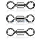 50 100pcs Rolling Barrel Swivels 20-330lb Fishing Swivel Solid Ring Lures Tackle