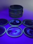 Vintage Mcm Green Agate Wood Coaster Set Caddy Novelty Phallic Uv Glow 7pc