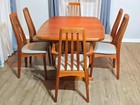 Danish Teak Mid Century Modern Expandable Dining Table     Double Pedestal Base