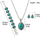 3pcs Women s Vintage Turquoise Bracelet Necklace Earrings Set  Healing Stone