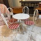 Vintage Doll House Lot Of Furniture Bunny Cat Chair Fireplace Wood Pieces Clock