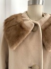 Vintage 60s Coat Wool Fur Collar Mink  Beige Brown  Grace Kelly Audrey Hepburn
