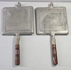 Wagner Ware Sidney -o- Square Metal Wood Waffle Maker Iron 1910s Manual