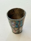 Vintage Mother Of Pearl Abalone Brass Shot Glass Ed Laton 