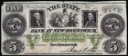 1800 s  5 State Bank Of New Brunswick New Jersey Obsolete Note   Very Htf