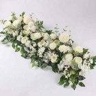 100cm Luxury White Rose Artificial Flower Row Wedding Table Centerpiece Flowers 