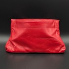 Red Leather Clutch Bag Heart Motif Glove Soft Leather Spring Frame Closure