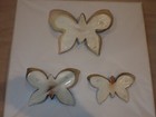 Vtg Chalkware Set Of 3 Butterflies Retro Mid Century Modern 70s Orange yellow