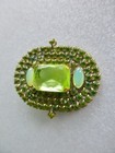 Xl Czech Vintage Glass Rhinestone Button Vaseline Uranium Glows In Blue Light