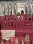 1847 Rogers Bros Silverplate Daffodil Wood Chest 52 Pieces Set 1950s  2