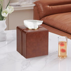 Luxury Square Tissue Box Cover Pu Leather Tissue Box Holder Cube
