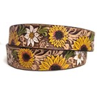 Handmade Leather Sunflower Belt For Girls  Embossed Cowhide