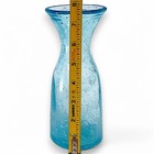 Antique Very Thick Heavy Teal Blue Bubble Glass Flare Mouth Vase 7 