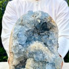 7 2lb Natural Beautiful Blue Celestite Crystal Geode Cave Mineral Specimen