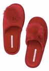 Victoria s Secret Women Pom Pom Bright Red Slip On Cozy Slippers Medium 7-8 New