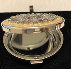 Beautiful Vintage Double Mirror Compact Rhinestones Silver Tone