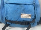 Vtg Wilderness Experience Blue Canvas Leather Backpack Internal Frame Usa