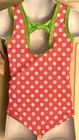 Gk Elite Pink Polka Child X-small Lime Trim Bow Tank Gymnastic Dance Leotard Cxs