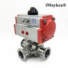 Imaykea 1-1 2  Ss304 Sanitary Pneumatic Ball Valve 3-way T-port Clamp Od 50 5mm