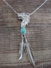 Native American Sterling Silver   Turquoise Eagle Necklace - Francisco