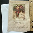 Vtg Christmas Card Unused Hallmark 1886 Repro Louis Prang Santa Bicycle  W env