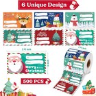 500 Pcs Christmas Gift Tags For Presents - Self-adhesive Holiday Gift Tags For W