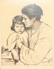 William Lee Hankey Mother And Child Signed Drypoint Etching Vintage Framed Art