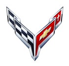 Corvette C8 Crossed Flags Logo Emblem Garage Man Cave Metal Sign Large 20  X 19 
