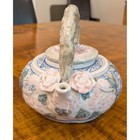By Vintage Chinese Porcelain Miniature Teapot 3d Flowers